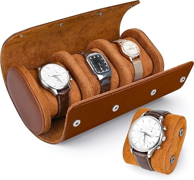 Watch Roll Travel Case 3 Slot Leather Watch