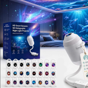 HD Smart Dynamic Holographic LED Multicolor Night Projector Ocean Projection USB Powered Touch Control 360 Degree Adjustable