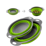 Kitchen Gadgets Double Hooks Circular Plastic Folding Fruit Vegetable Drain Basket