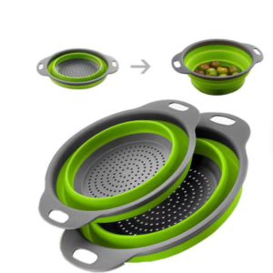 Kitchen Gadgets Double Hooks Circular Plastic Folding Fruit Vegetable Drain Basket