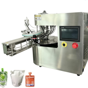 Hot Selling Automatic Abletop Rotary Juice Beverage Pure Water Laundry Detergent Spout Pouch Filling Capping Machine
